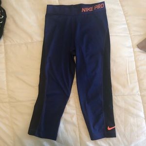 Blue/purple/pink Capri Nike Pro Spandex